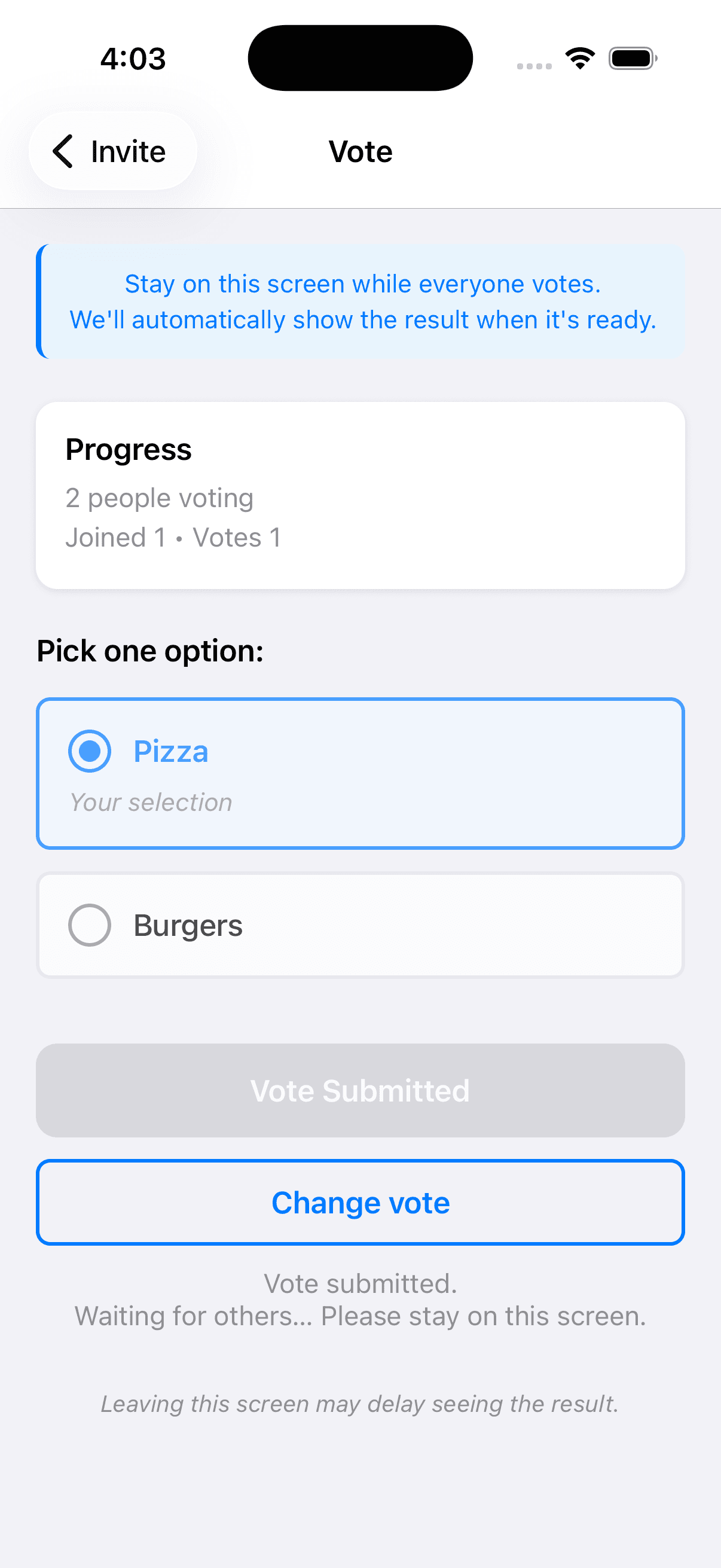 Everyone votes on their favorite option